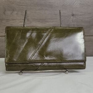 Olive Green Leather Clutch Wallet
